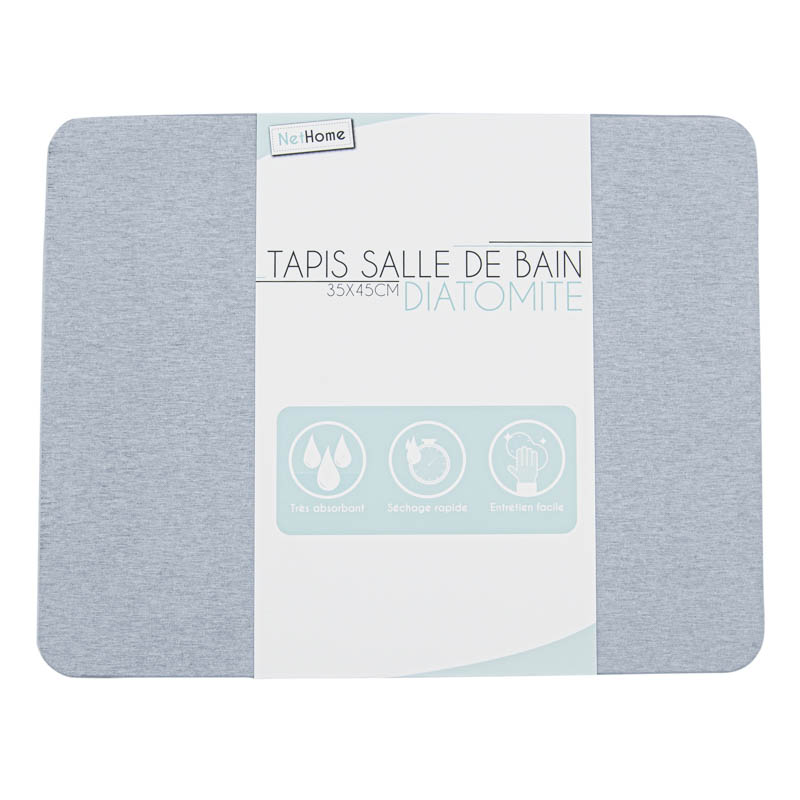Tapis de salle de bain en diatomite gris 