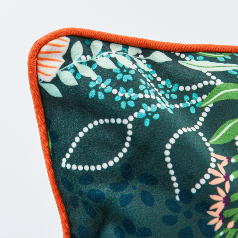 Coussin velours imprimé fleuri 'Leana'
