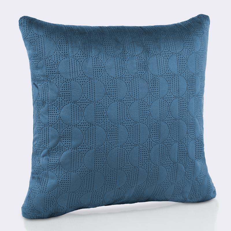 Coussin velours piqué 'Disco' bleu