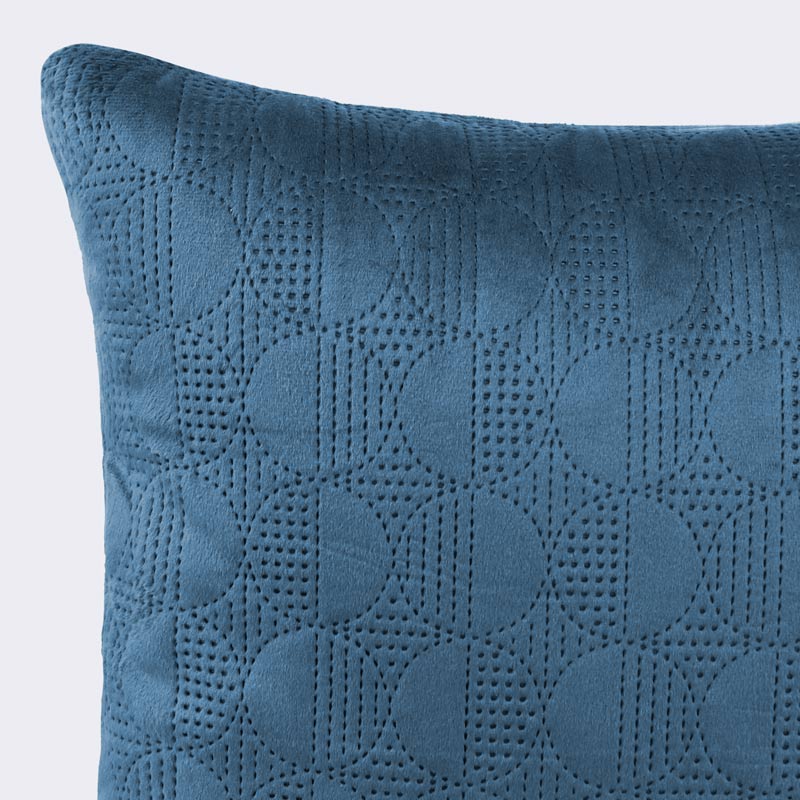 Coussin velours piqué 'Disco' bleu