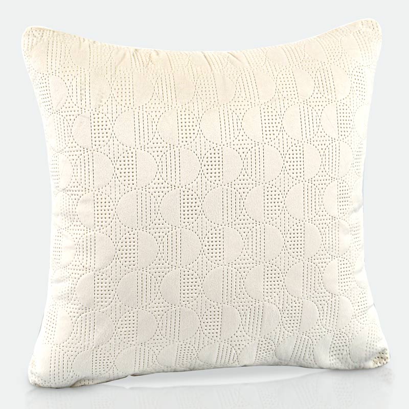 Coussin velours piqué 'Disco' couleur écru 