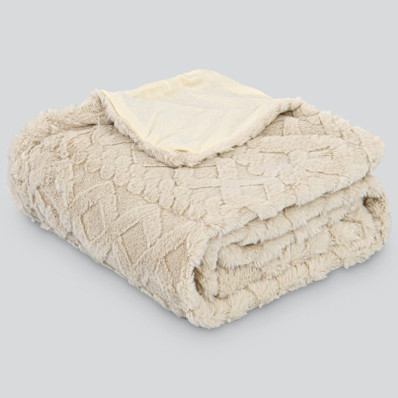 Plaid imitation fourrure 'Spirale' beige 