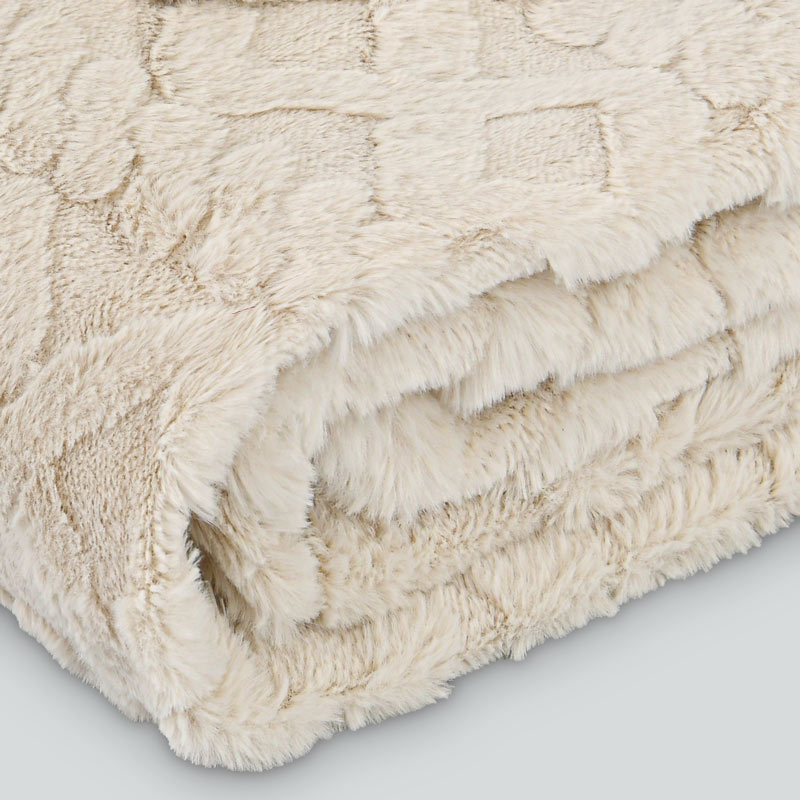 Plaid imitation fourrure 'Spirale' beige 