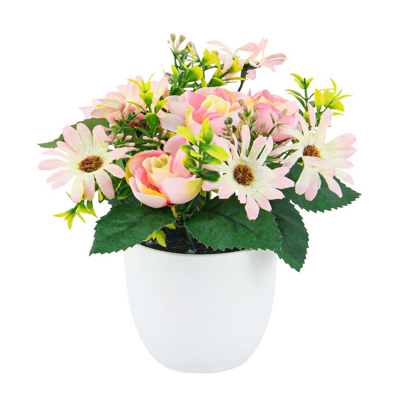 Pot de fleurs artificielles renoncules