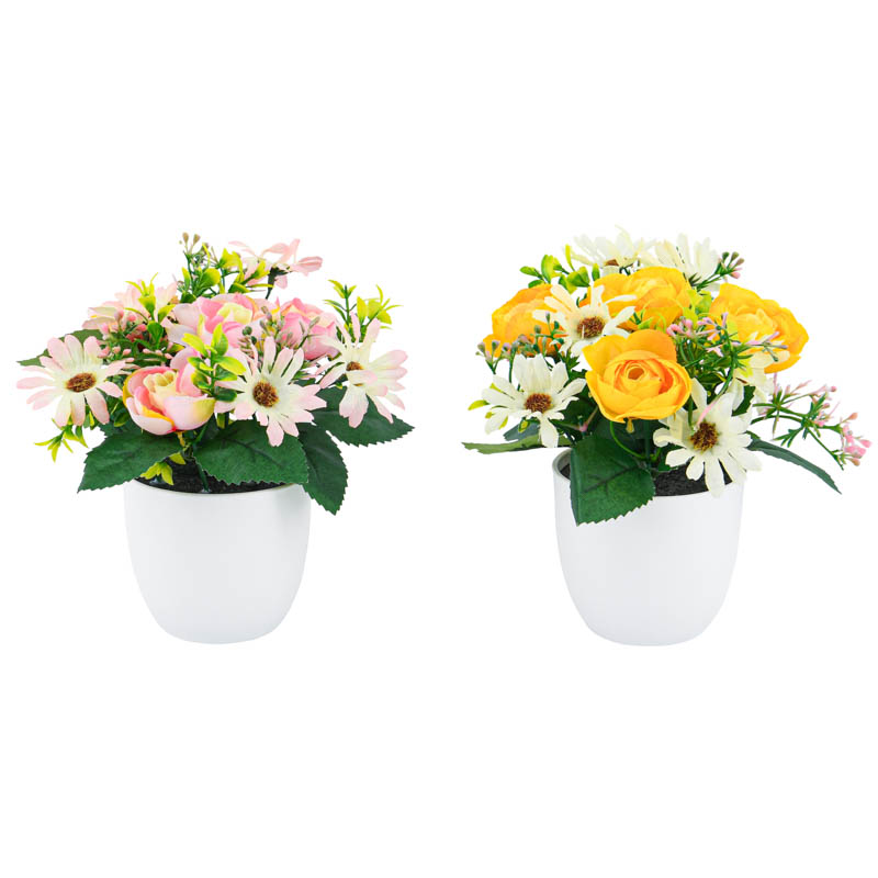 Pot de fleurs artificielles renoncules