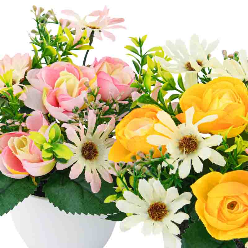 Pot de fleurs artificielles renoncules