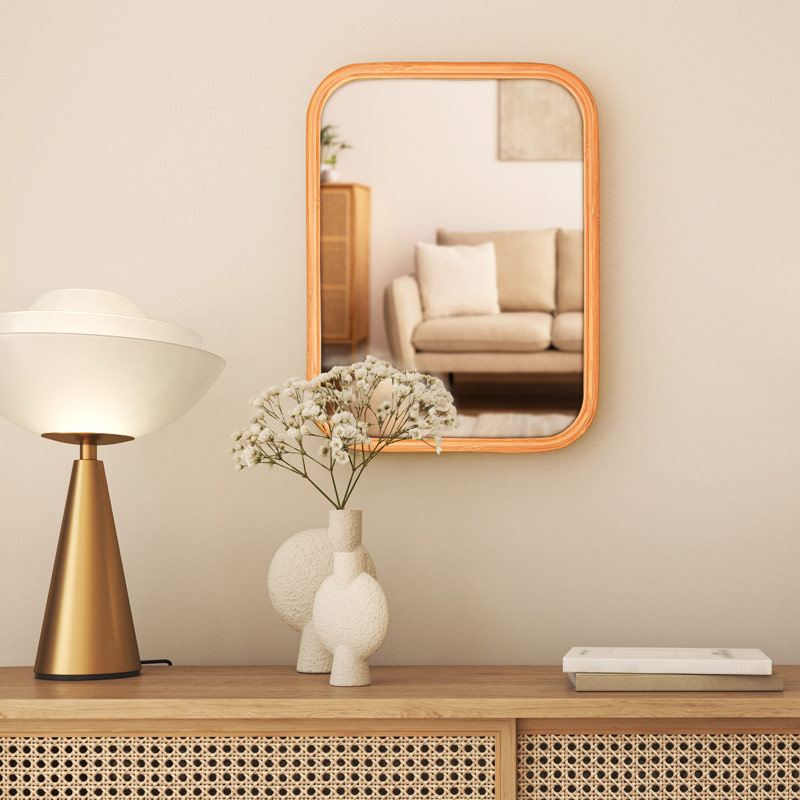 Miroir rectangle 'Bambou' beige 