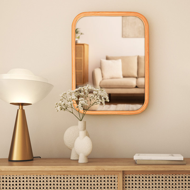 Miroir rectangle 'Bambou' beige 