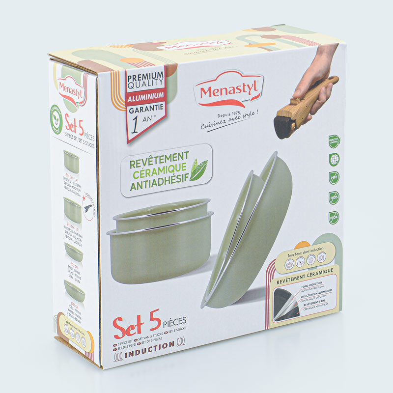 Set 5 pièces cuisson vert celadon 