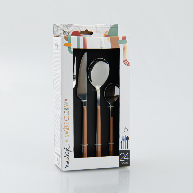 Ménagère 24 pièces en inox noisette