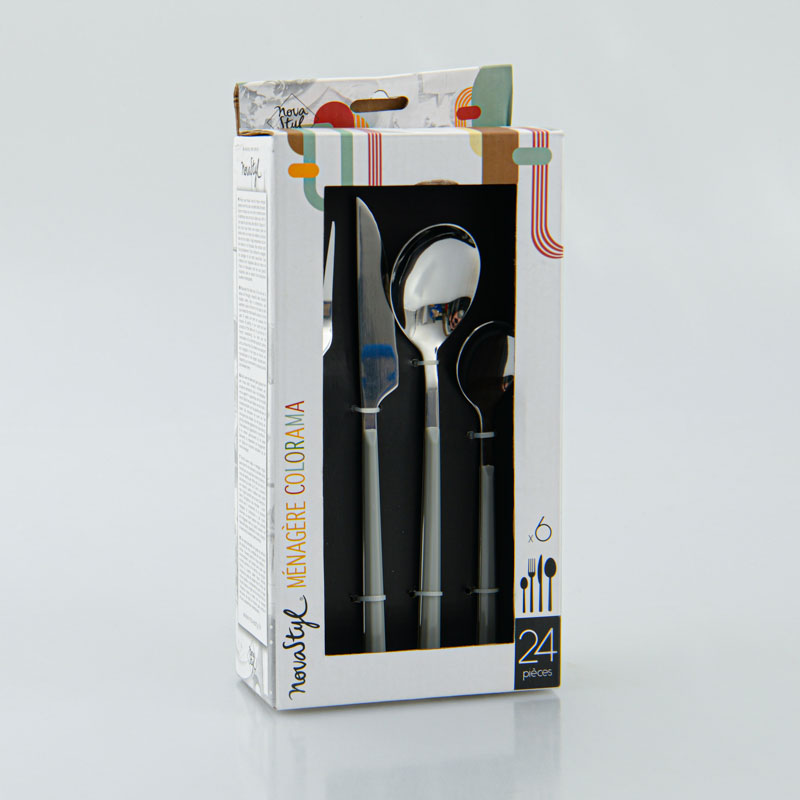 Ménagère 24 pièces en inox céladon