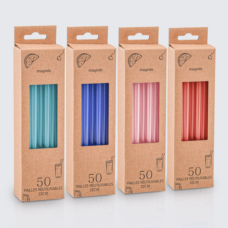 Lot de 50 pailles réutilisables 22cm 