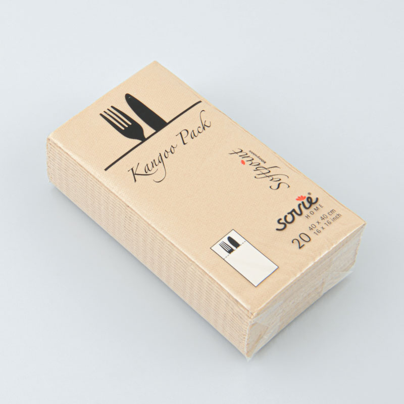 Lot de 20 serviettes kangourou lin beige