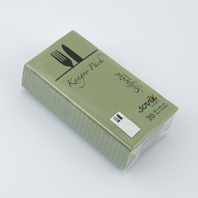 Lot de 20 serviettes kangourou vert olive