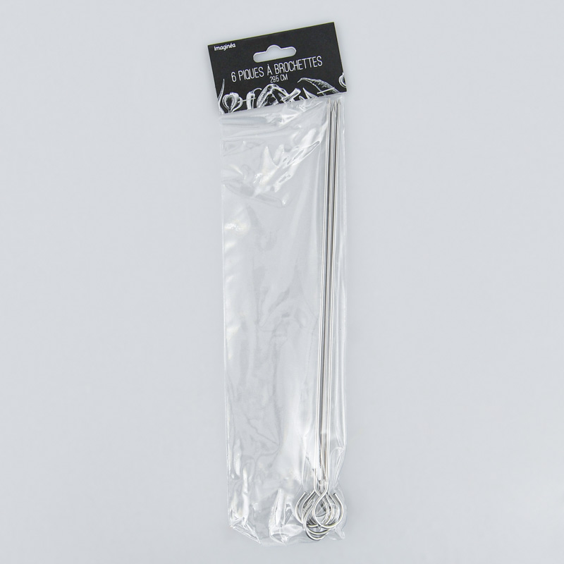 Lot de 6 piques à brochettes en fer gris 