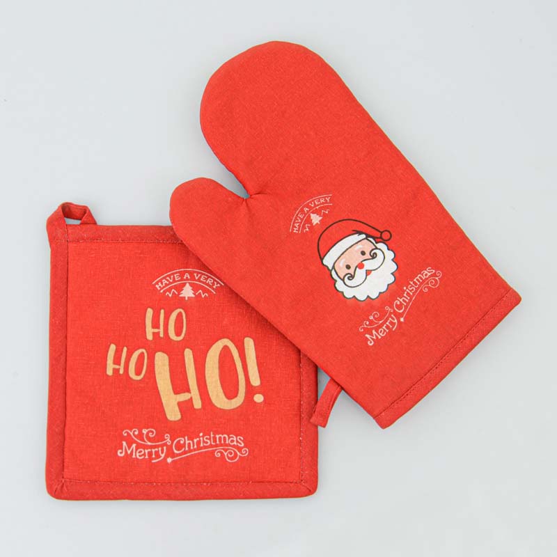 Manique de cuisine imprimée 'HoHoHo' rouge
