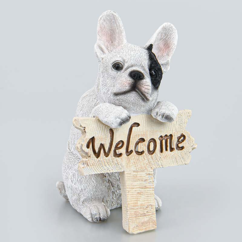 Statue chien bulldog 'Welcome'