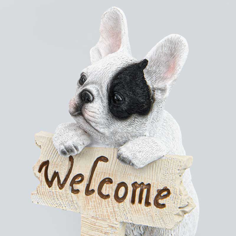 Statue chien bulldog 'Welcome'