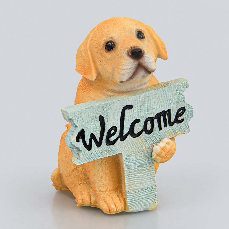 Statue chien labrador 'Welcome'