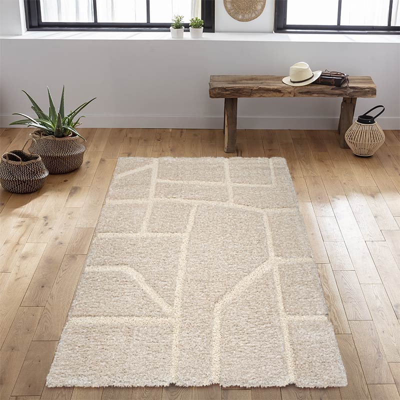Tapis shaggy décor briques de grès 'Echo'