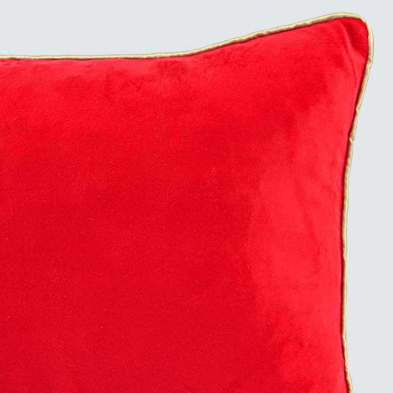 Coussin velours brodé casse-noisette rouge 