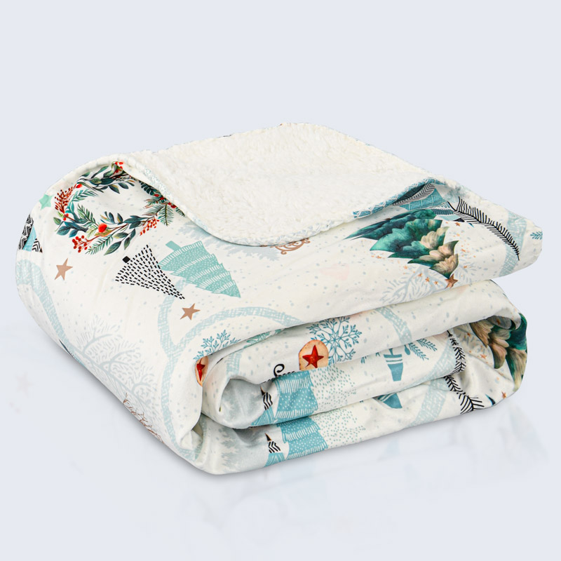 Plaid doublé sherpa imprimé 'Silent Night'