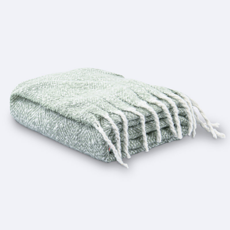 Plaid 'Abigayle' vert avec franges 