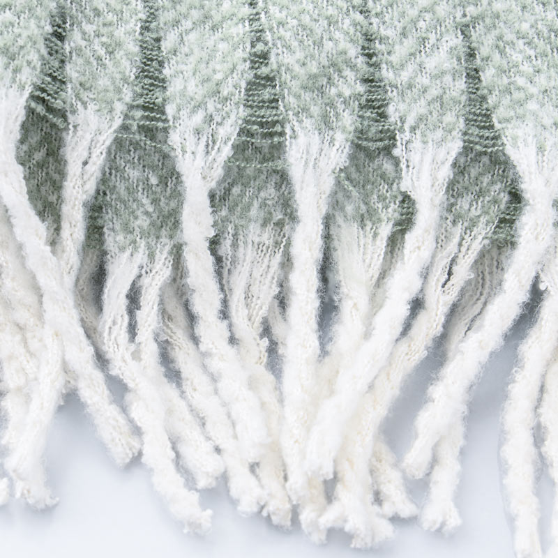Plaid 'Abigayle' vert avec franges 