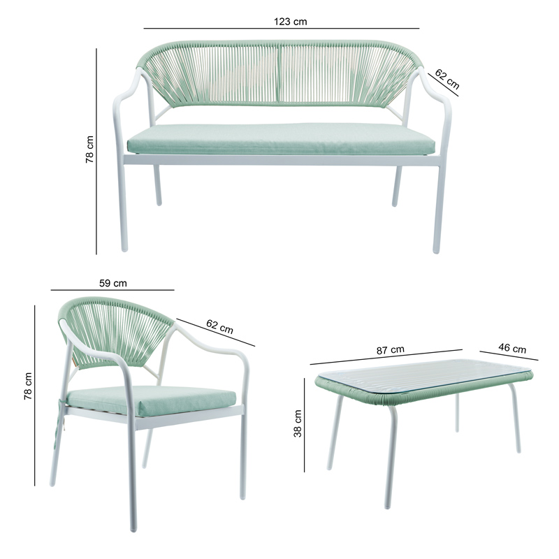Salon de jardin 'Come' blanc et vert