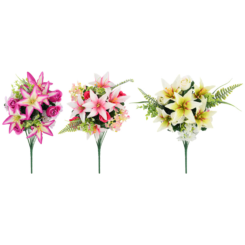 Bouquet de lys, rose et hortensia