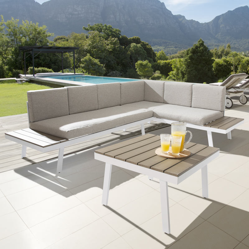 Salon de jardin 'Santa Fe' gris et blanc 