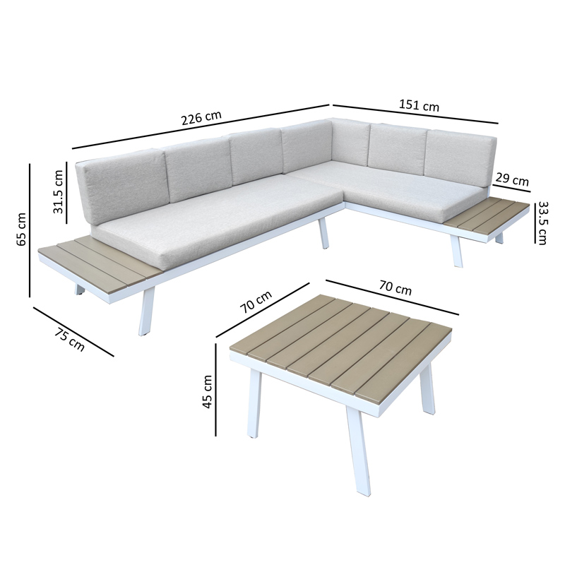 Salon de jardin 'Santa Fe' gris et blanc 