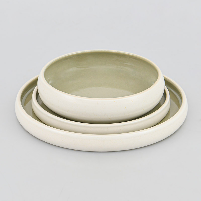 Assiette plate 'Celeste' vert blanc