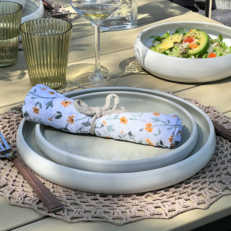Assiette plate 'Celeste' vert blanc