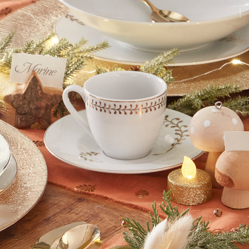 Tasse et sous-tasse 'Palmire' filet or 
