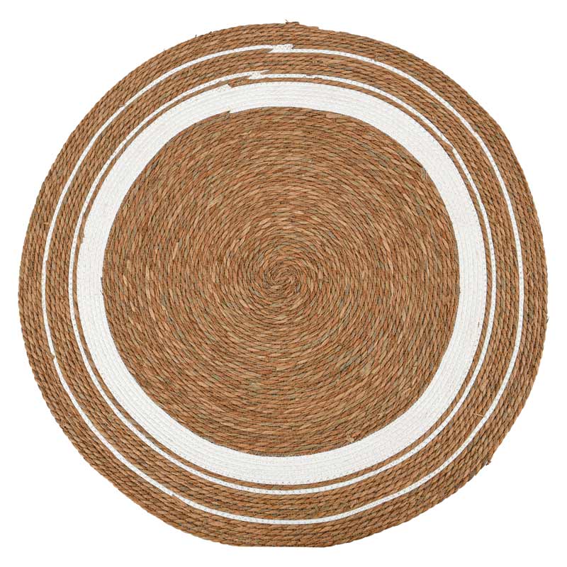 Tapis 'Escape' rond beige et blanc