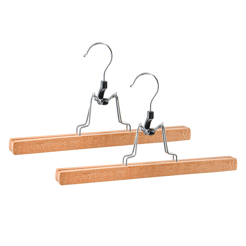 2 cintres pour jupe et pantalon en bois