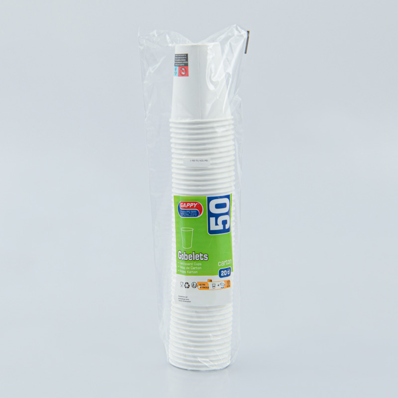 Lot de 50 gobelets en carton blanc 20cl