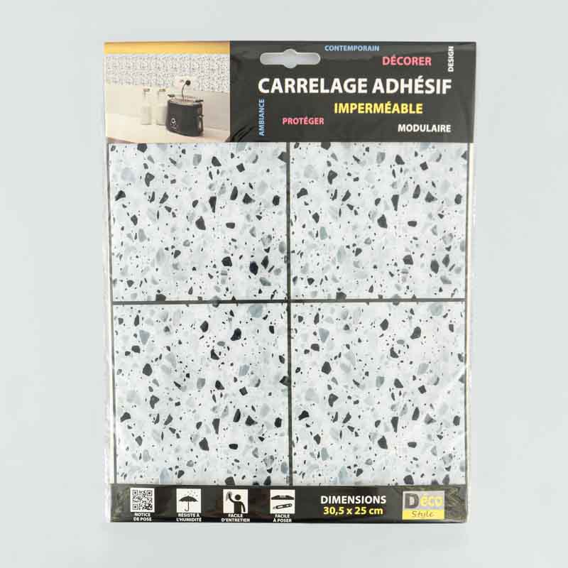 Carrelage adhésif 3D 'Granito' gris