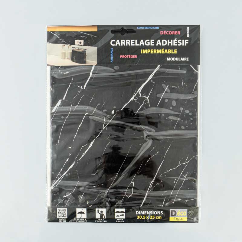 Carrelage adhésif 3D carrare noir