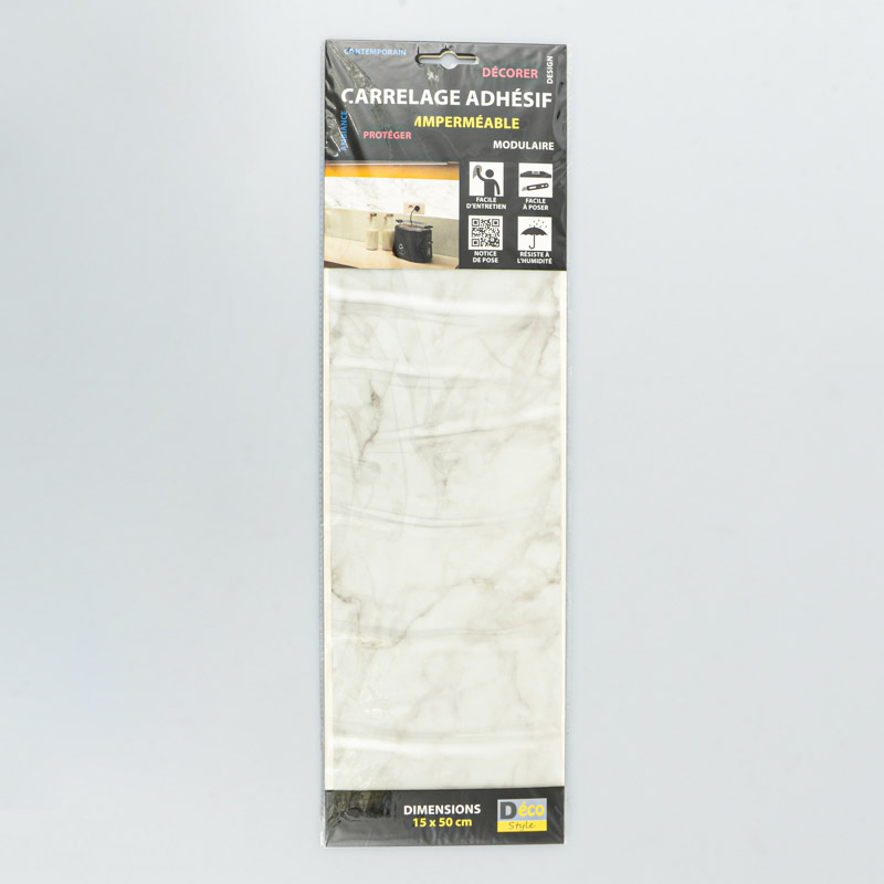 Carrelage adhésif 3D 'Carrare' blanc