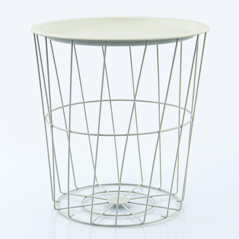 Table filaire en métal blanc