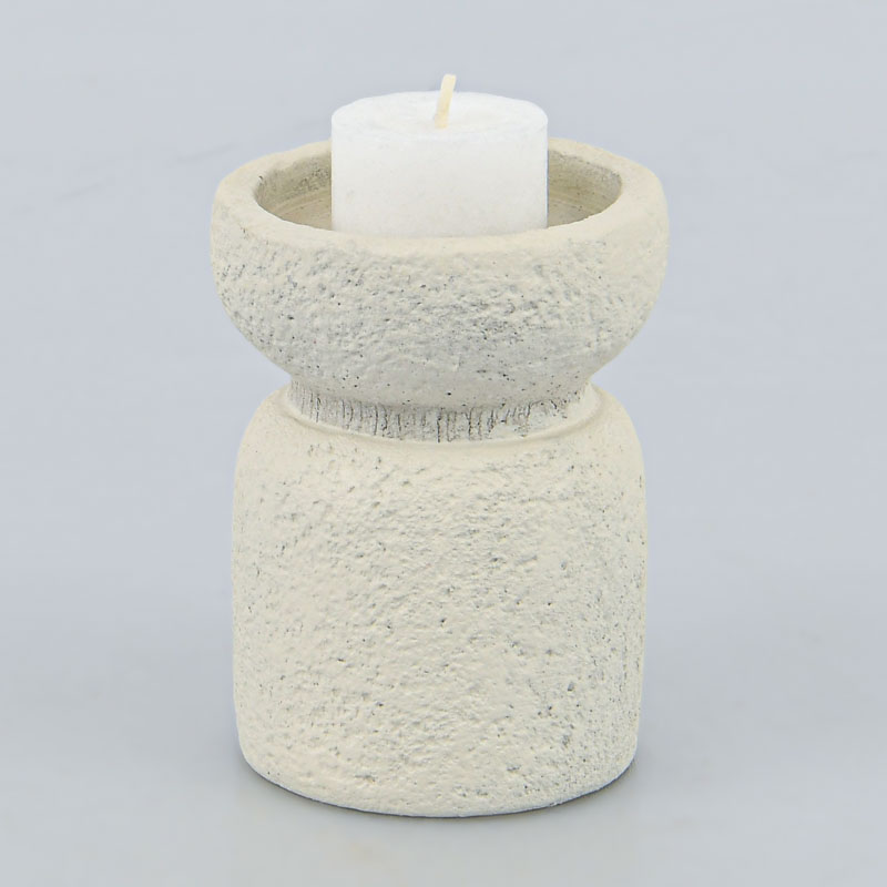 Photophore en ciment beige 