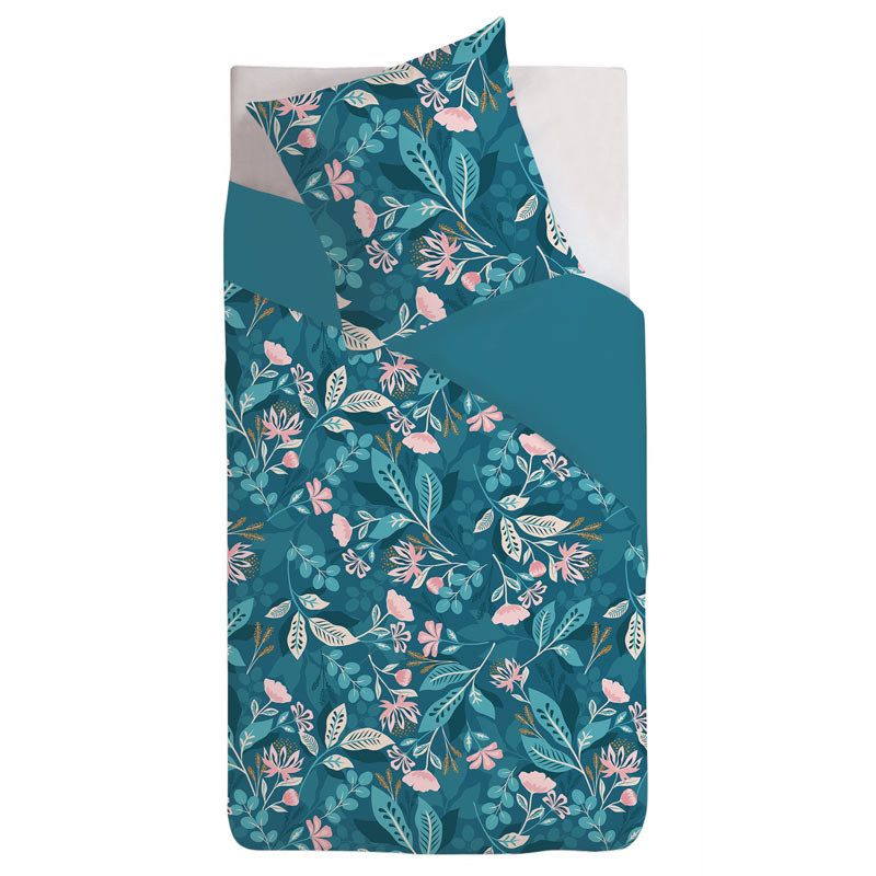 Parure de lit 'Cecilie' imprimée bleue 
