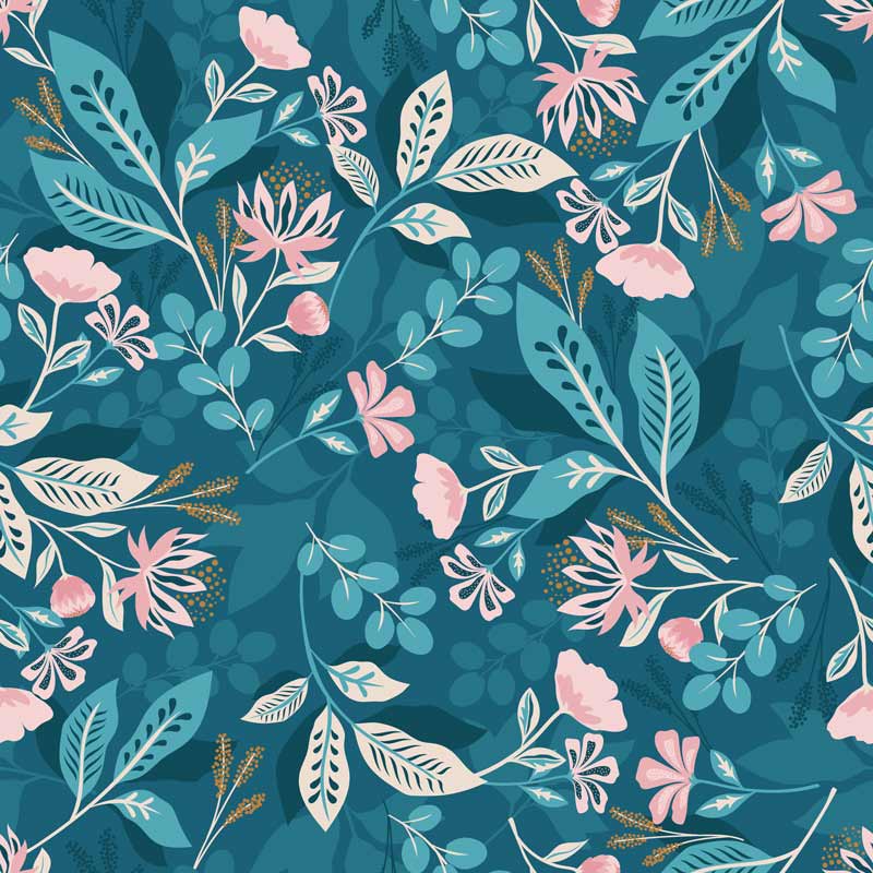 Parure de lit 'Cecilie' imprimée bleue 