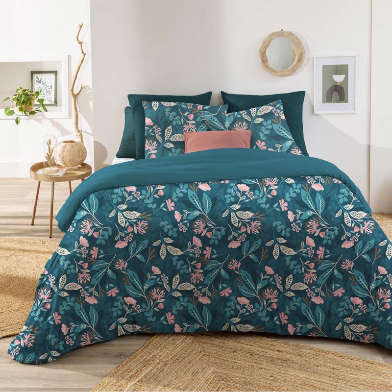 Parure de lit 'Cecilie' imprimée bleue