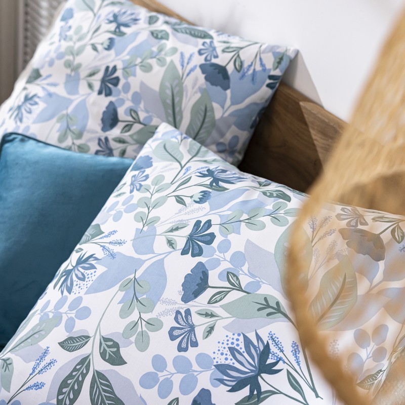 Parure de lit 'Cecilie' imprimée bleue verte
