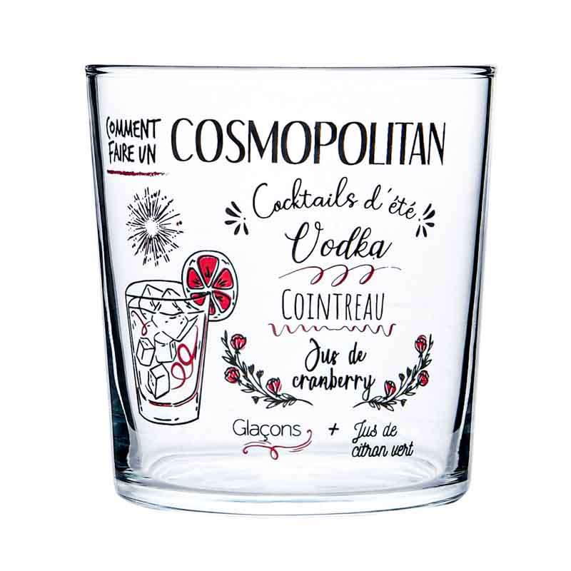 Lot de 4 verres à cocktail décorés 34cl 