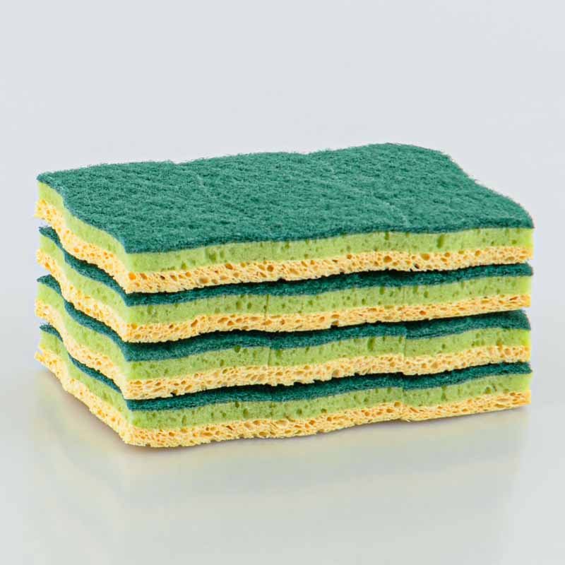 Lot de 12 éponges vert et jaune 