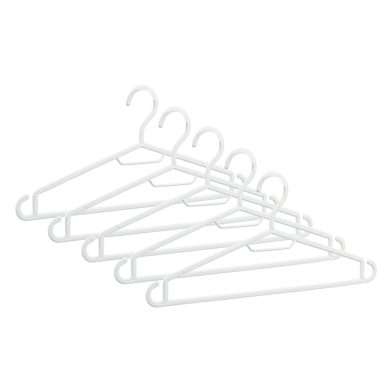 Lot de 5 cintres en plastique blanc